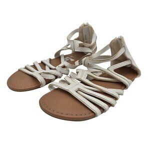 Zoe & Zac White Strapped Flat Sandals With Back Zipper Size 4
